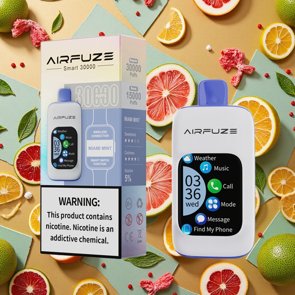 AirFuze Smart 30000 Puffs Pod Electrónico Menta Miami Pantalla Táctil