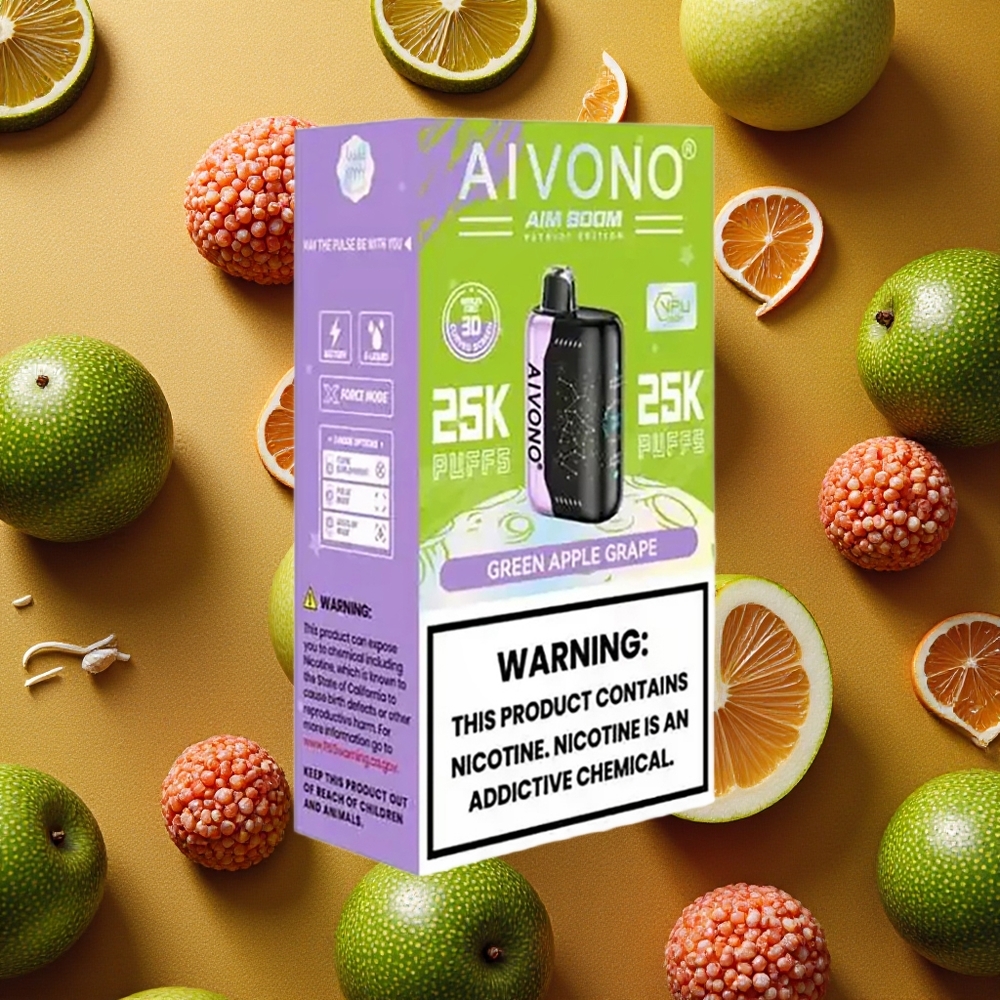 Aivono Aim Boom 25000 Puffs Manzana Verde Uva 28ml Tipo-C