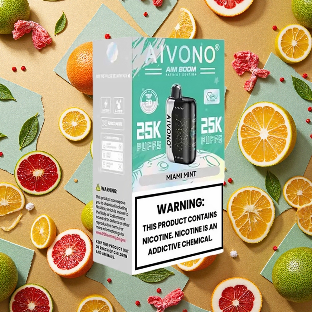 Aivono Aim Boom 25000 Puffs Vape Menta de Miami 28ml 0% 2% 3% 5% Nicotina