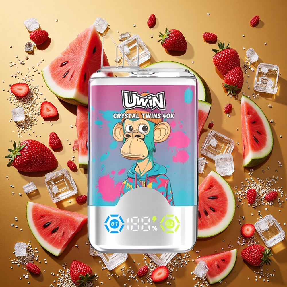 UWIN Crystal Twins 40000 Puffs Doble Sabor Sandía Helada y Frutas del Bosque Recargable