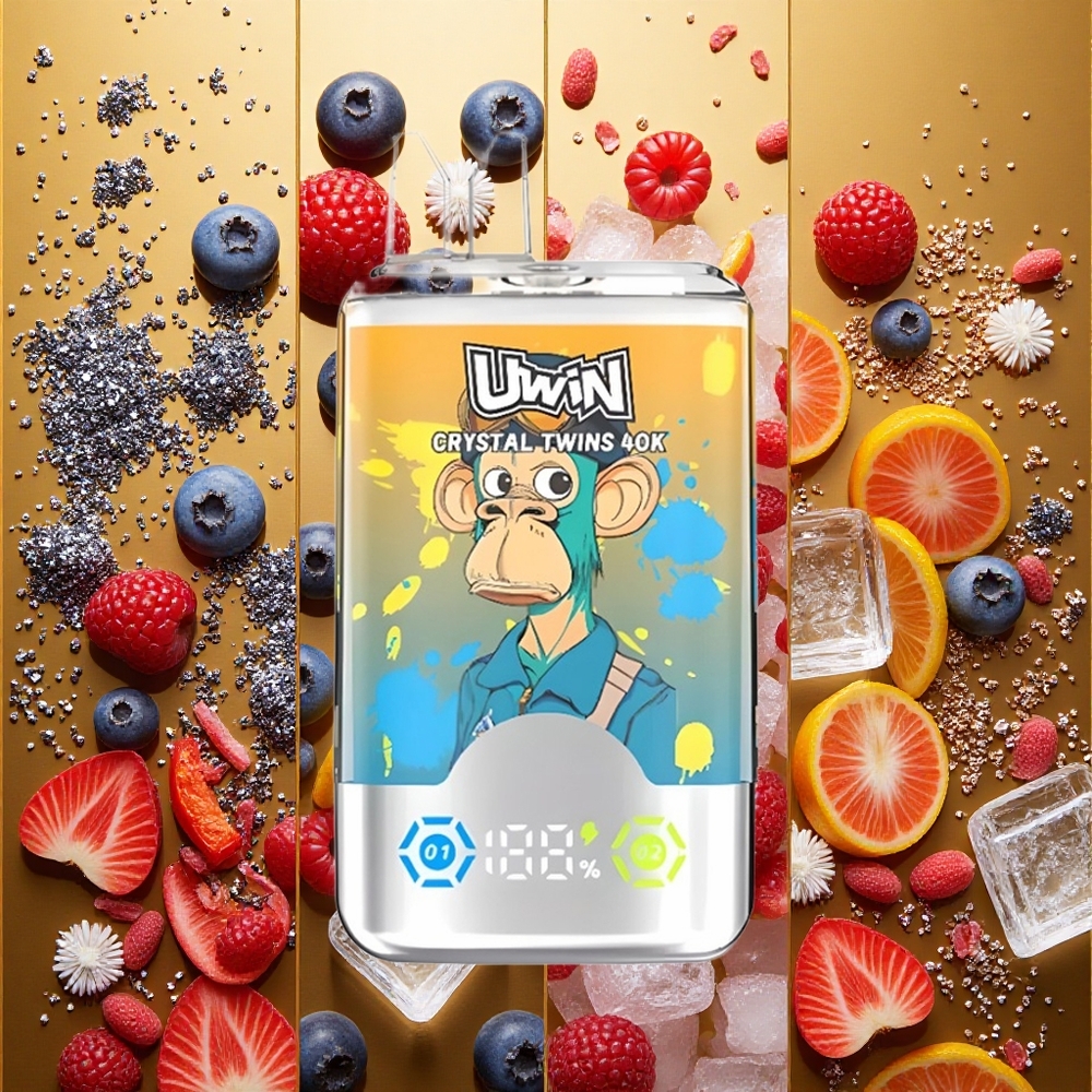 UWIN Crystal Twins 40000 Puffs Dos Sabores Arándano Frambuesa Cereza Hielo 32ml