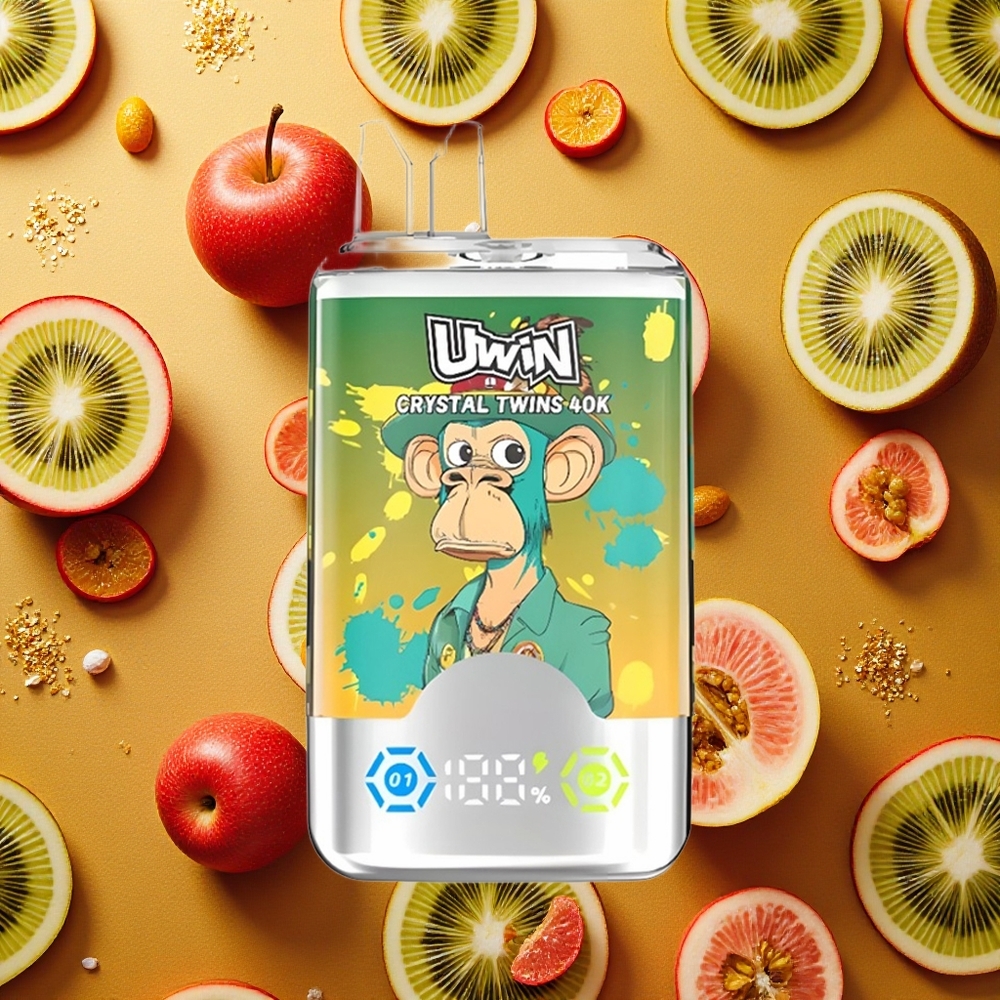 UWIN Crystal Twins 40000 Puffs Dos Sabores Kiwi Maracuyá Guayaba Dos Manzanas