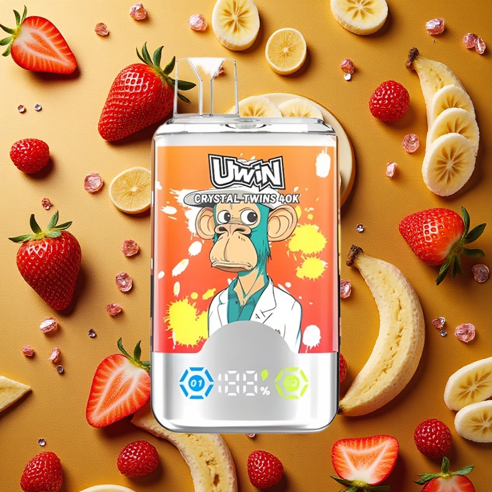 UWIN Crystal Twins 40000 Puffs Fresa Plátano Amor 66 Doble Sabor
