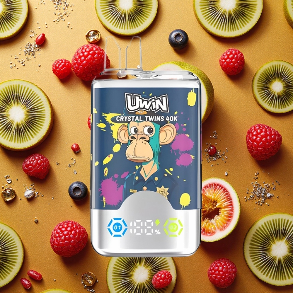 UWIN Crystal Twins 40000 Puffs Vape Desechable Kiwi Maracuyá Guayaba Arándano Frambuesa y 32ml