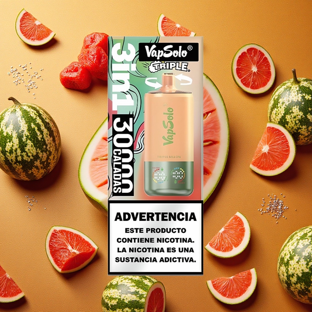 VapSolo Triple 30000 Puffs Triple Melón 40ml Tipo-C