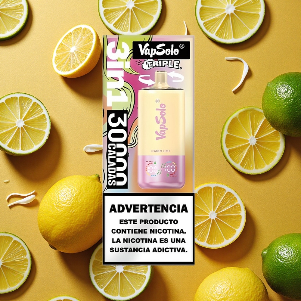 VapSolo Triple 30000 Puffs Vape Limón Lima 40ml Tipo-C