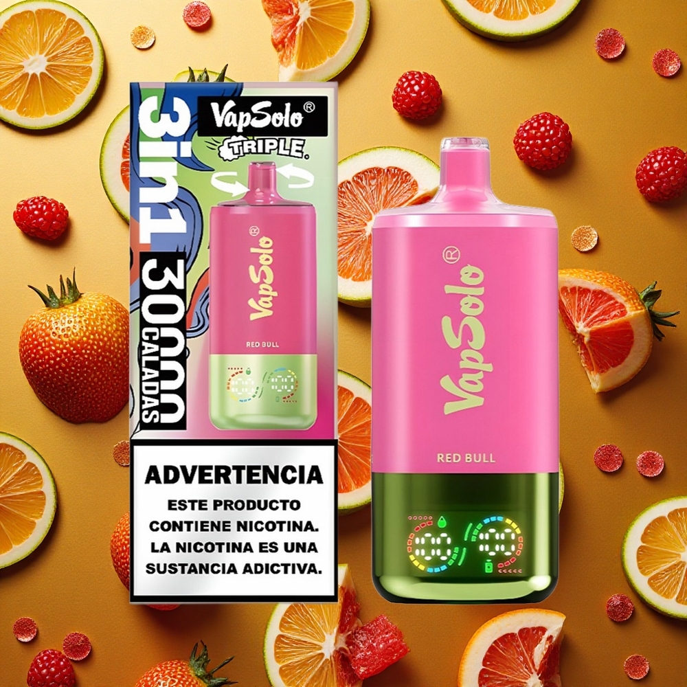 VapSolo Triple 30000 Puffs Vape Toro Rojo 40ml 3 Tanques