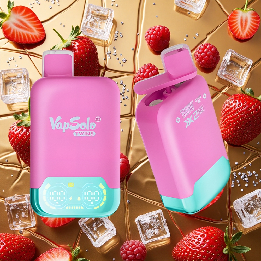 Vapsolo Twins 20000 Puffs Fresa Frambuesa Cereza Hielo & Uva Hielo 40ml Tipo-C