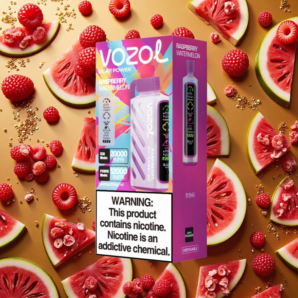 VOZOL Gear Power 20000 Puffs Frambuesa Sandía Pantalla Completa Dual Mesh Coil