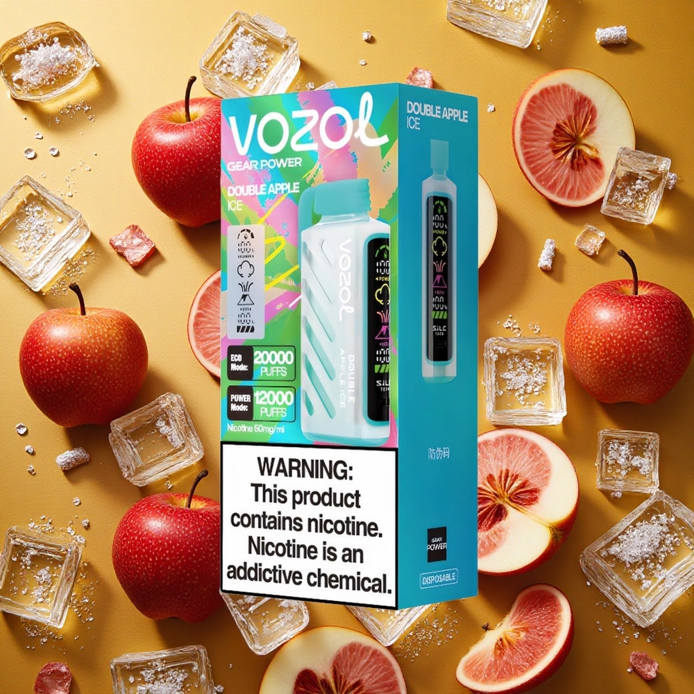 VOZOL Gear Power 20000 Puffs Manzana Doble Hielo Pantalla Completa Dual Mesh