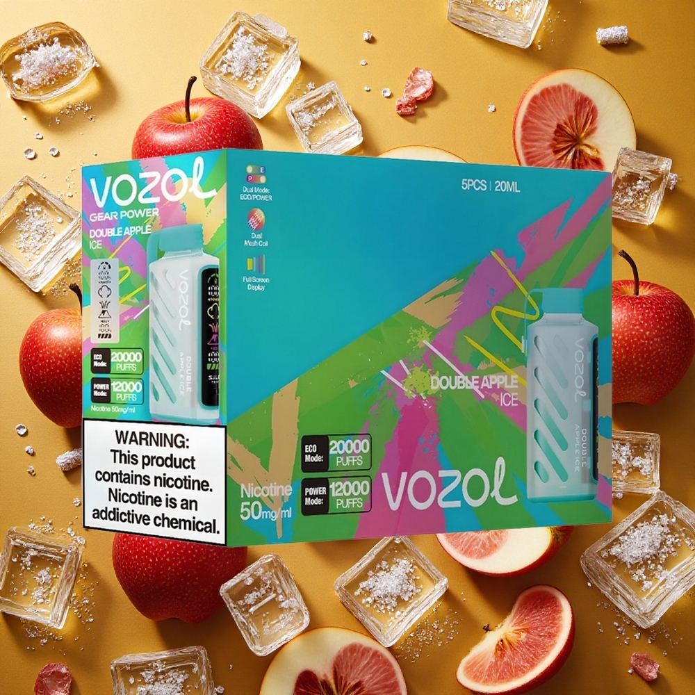 VOZOL Gear Power 20000 Puffs Manzana Doble Hielo Pantalla Completa Dual Mesh