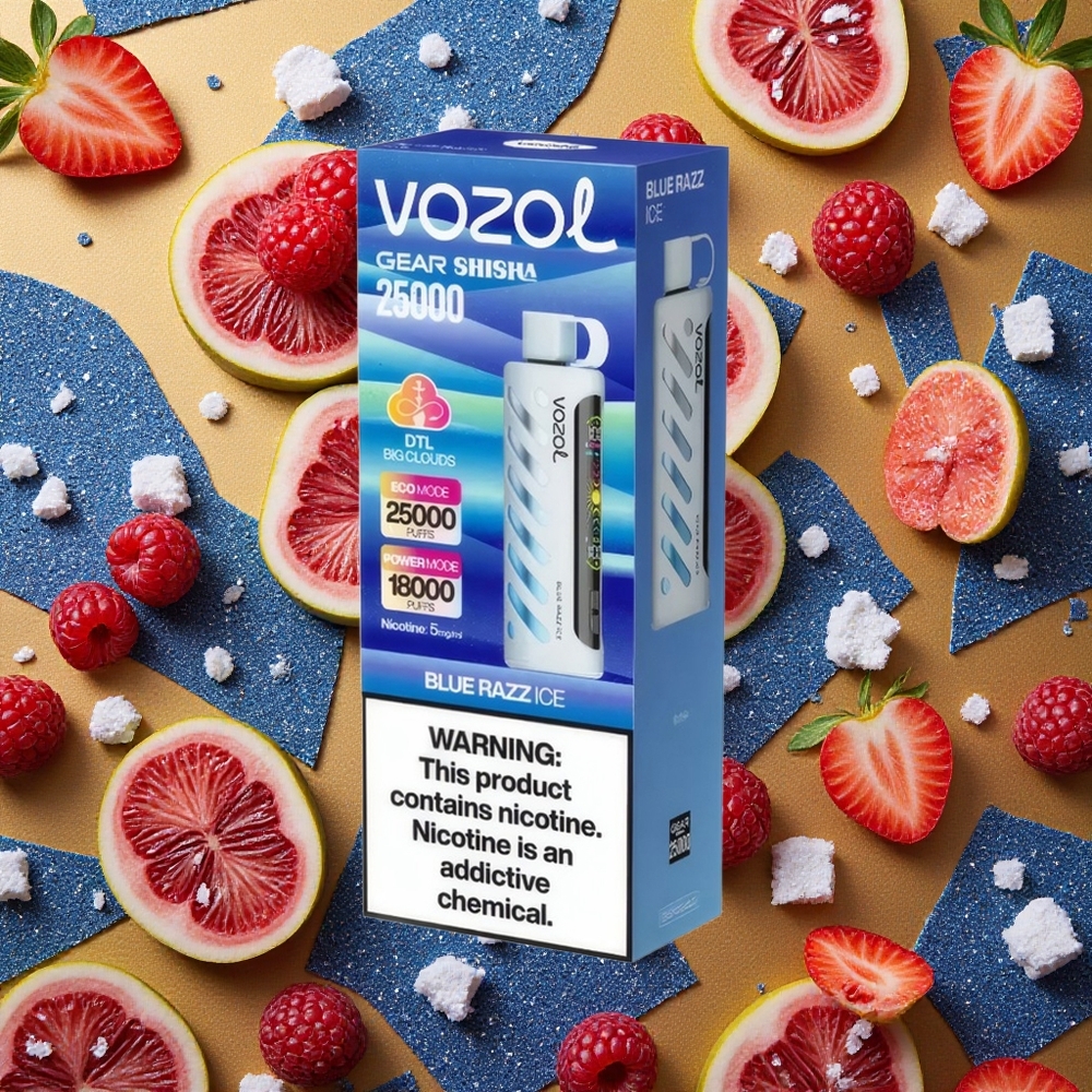 VOZOL Gear Shisha 25000 Puffs Azul Frambuesa Hielo Dual Mesh Dual Modes