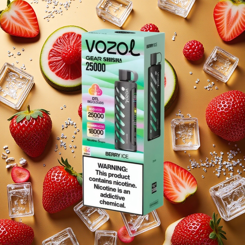 VOZOL Gear Shisha 25000 Puffs Baya Helada 30 Sabores Deliciosos y 1000mAh