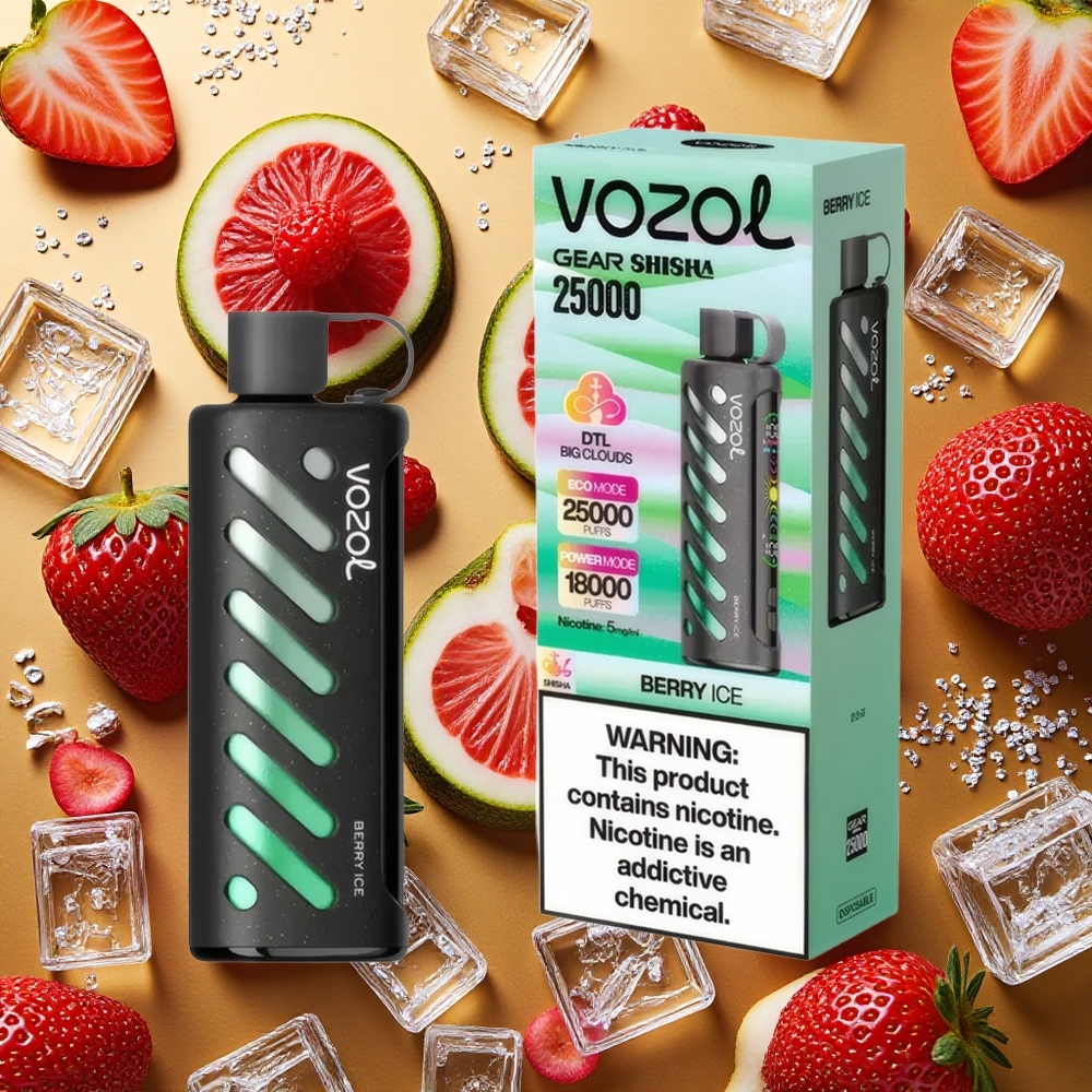 VOZOL Gear Shisha 25000 Puffs Baya Helada 30 Sabores Deliciosos y 1000mAh