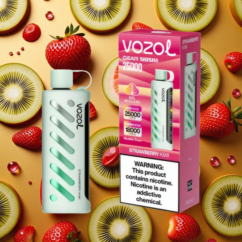 VOZOL Gear Shisha 25000 Puffs Fresa Kiwi 1000mAh 5mg/ml Vape Desechable