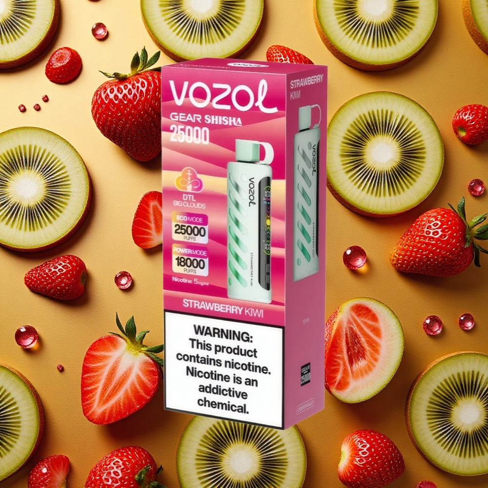 VOZOL Gear Shisha 25000 Puffs Fresa Kiwi 1000mAh 5mg/ml Vape Desechable