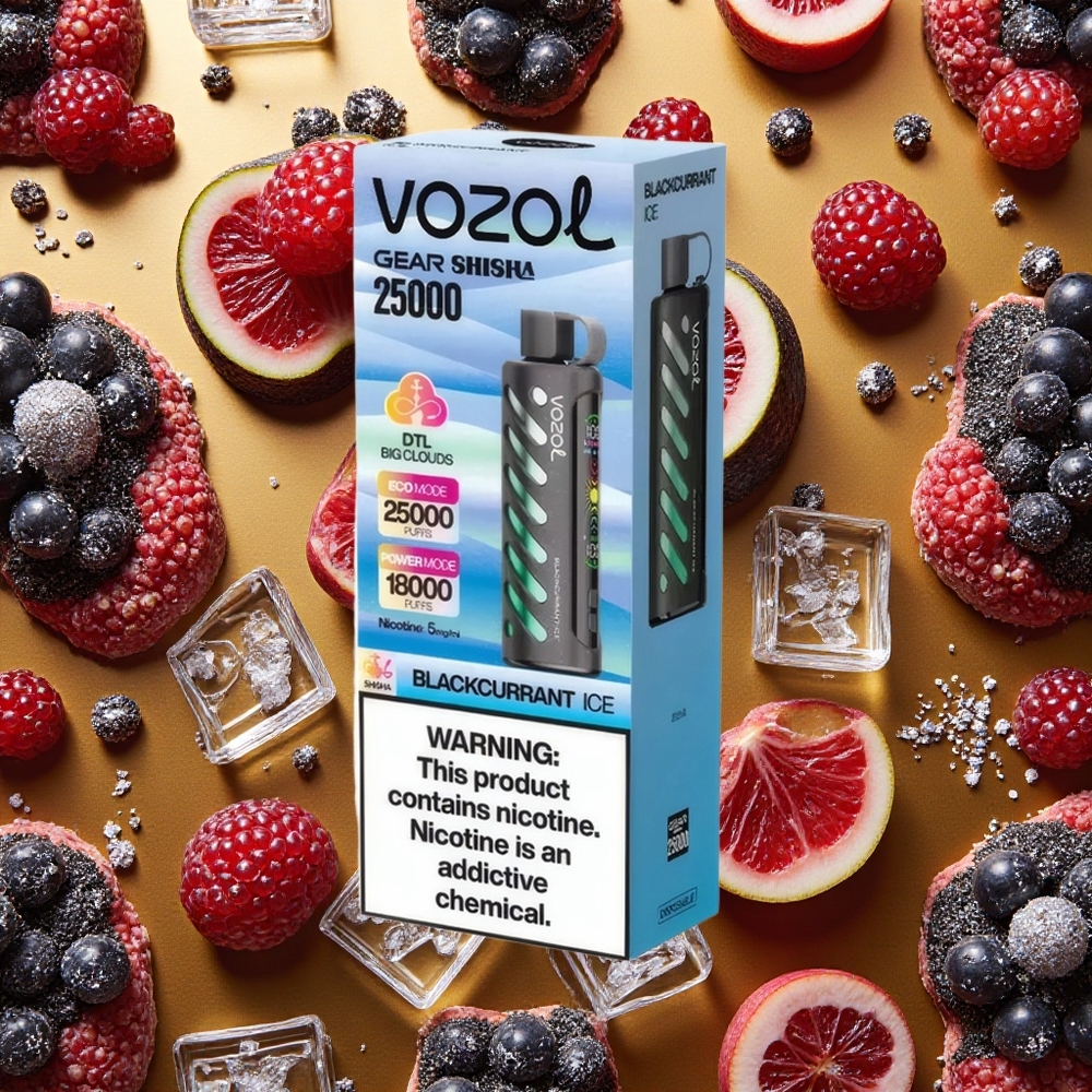 VOZOL Gear Shisha 25000 Puffs Grosella Negra Hielo 30 Sabores Dual Mesh