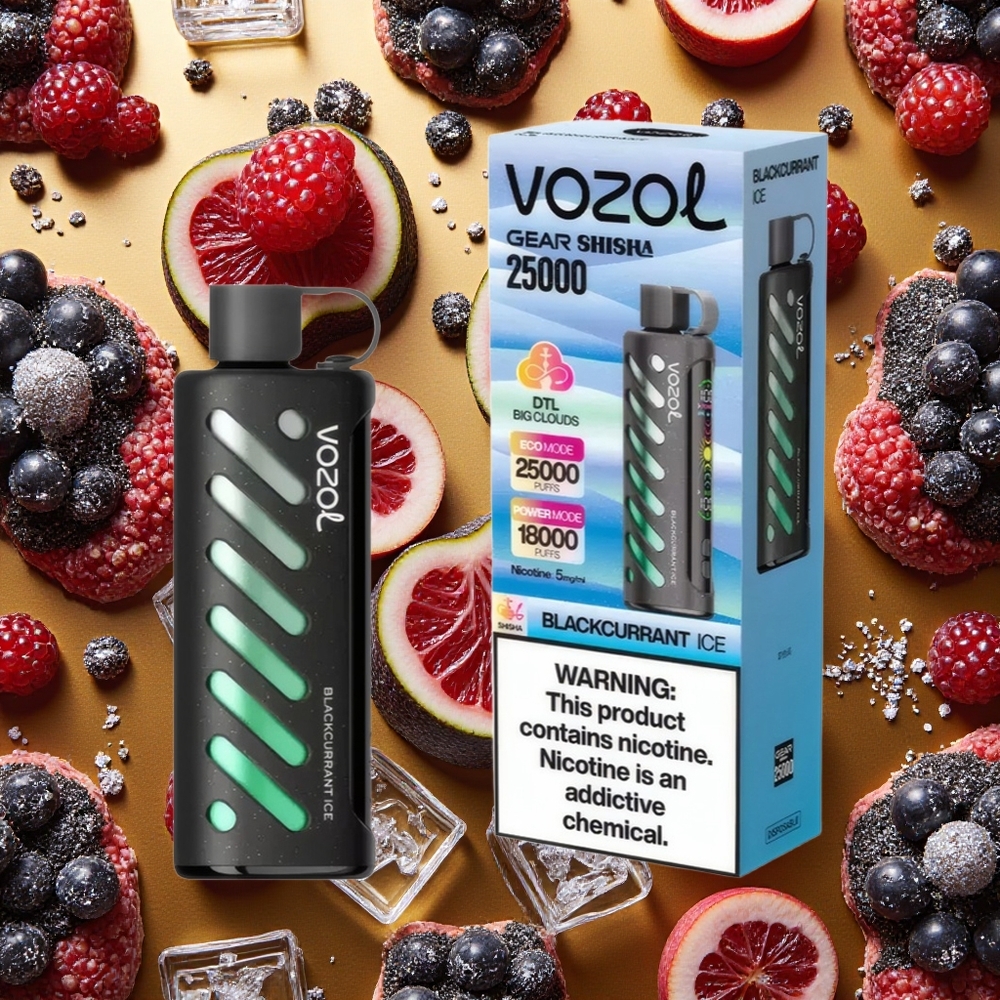 VOZOL Gear Shisha 25000 Puffs Grosella Negra Hielo 30 Sabores Dual Mesh