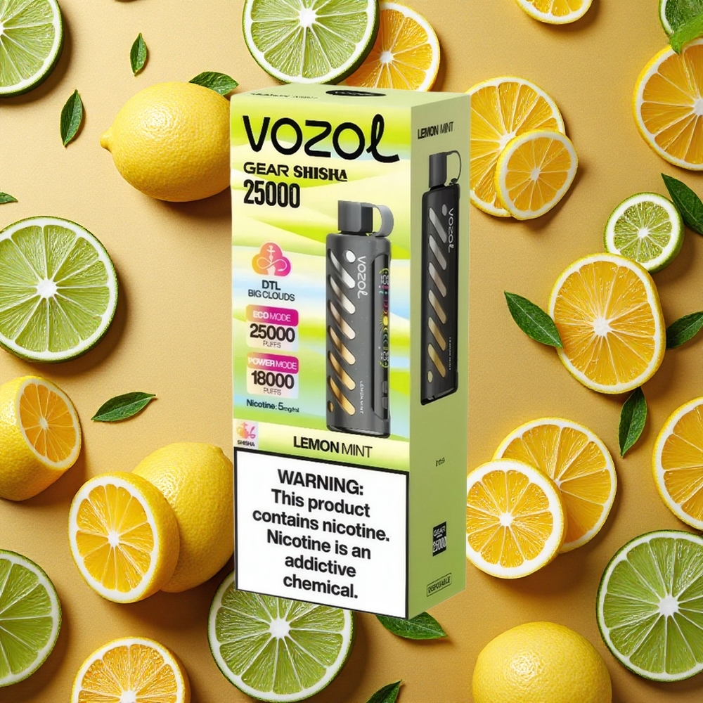 VOZOL Gear Shisha 25000 Puffs Limón Menta Dual Mesh 1000mAh Vape Desechable